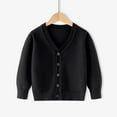 thumbnail image 3 of GYRATEDREAM Toddler Girls Boys Cardigans Sweater Coat Kids Long Sleeve Button down Open-Front Knitwear Jacket Children Solid Color Fall Winter Warm Clothes School Uniform for 3-10 Years Black, 3 of 4