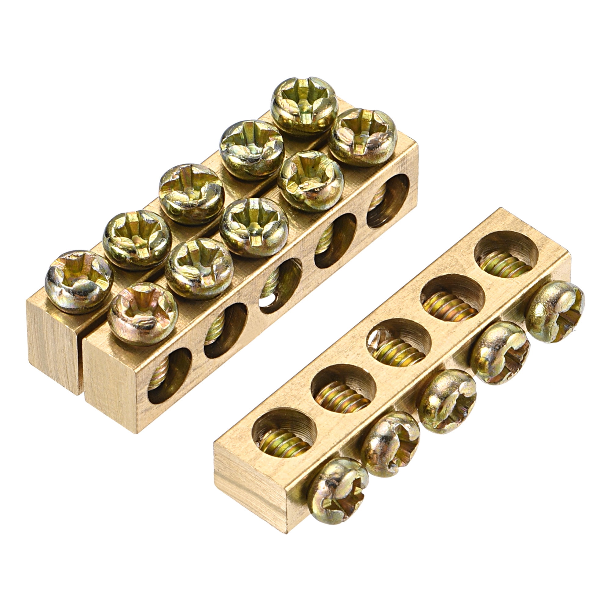Uxcell Terminal Ground Bar Screw Block Barrier Brass 5 Positions 33