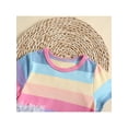 thumbnail image 4 of hirigin Toddler Girls Summer Dress, Striped Mesh Patchwork Round Neck Short Sleeve One-Piece for Kids, 18 Months to 6 Years, 4 of 9