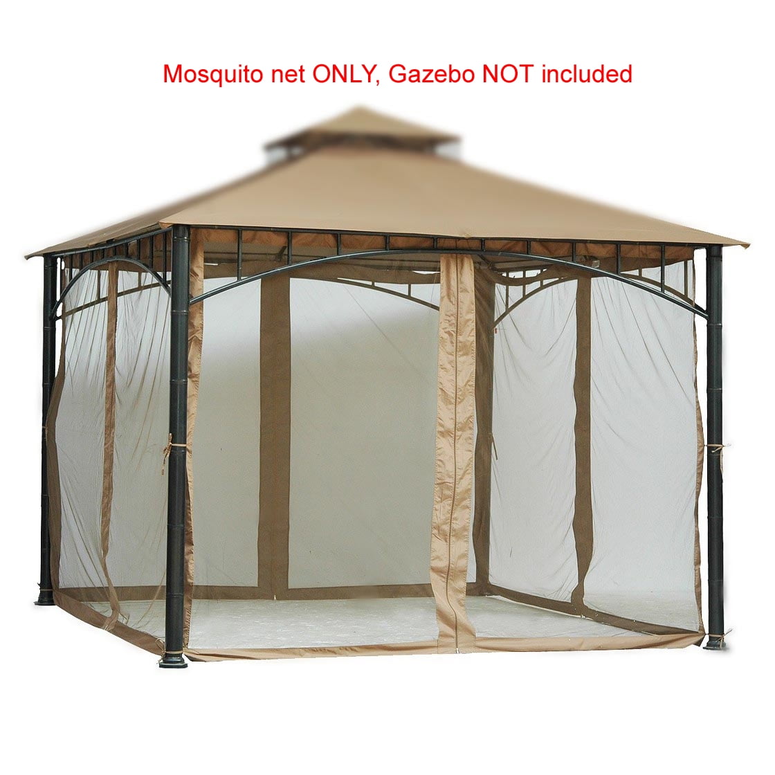 7 ft (84 in) Tall Beige Mosquito Net ONLY for 10x10 Gazebo w Velcro Straps by Kozy Life