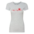 thumbnail image 3 of Dog Heartbeat | Paw Print EKG Lifeline | Veterinarian Vet Tech Dog Lover Womens Slim Fit Junior Tee, Heather Grey, Large, 3 of 5