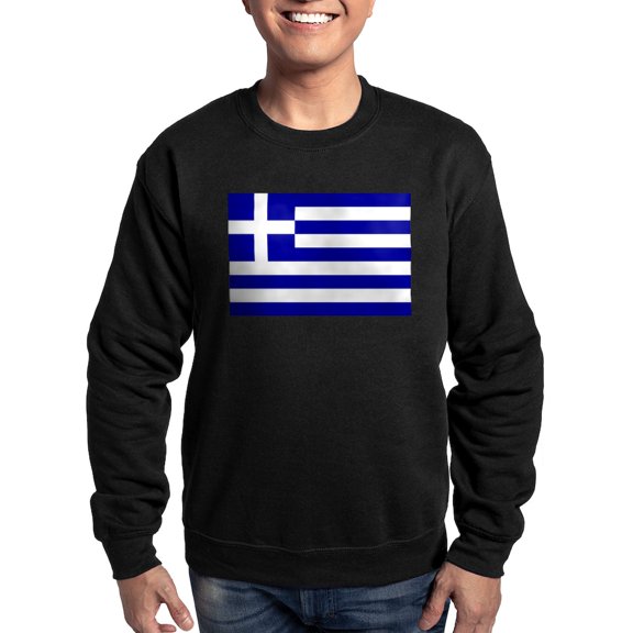 CafePress - Greece Flag Sweatshirt (Dark) - Classic Crew Neck Sweatshirt