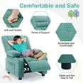 thumbnail image 5 of JONPONY Kids Recliner Chair,Push Back Toddler Recliner with Cup Holders & Side Pockets,Adjustable Footrest & Headrest Kids Sofa for Boys Girls 3+ Age Group, Green, 5 of 9