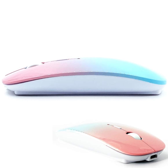 Ratón Bluetooth KLO recargable para MacBook/portátil azul-rosa
