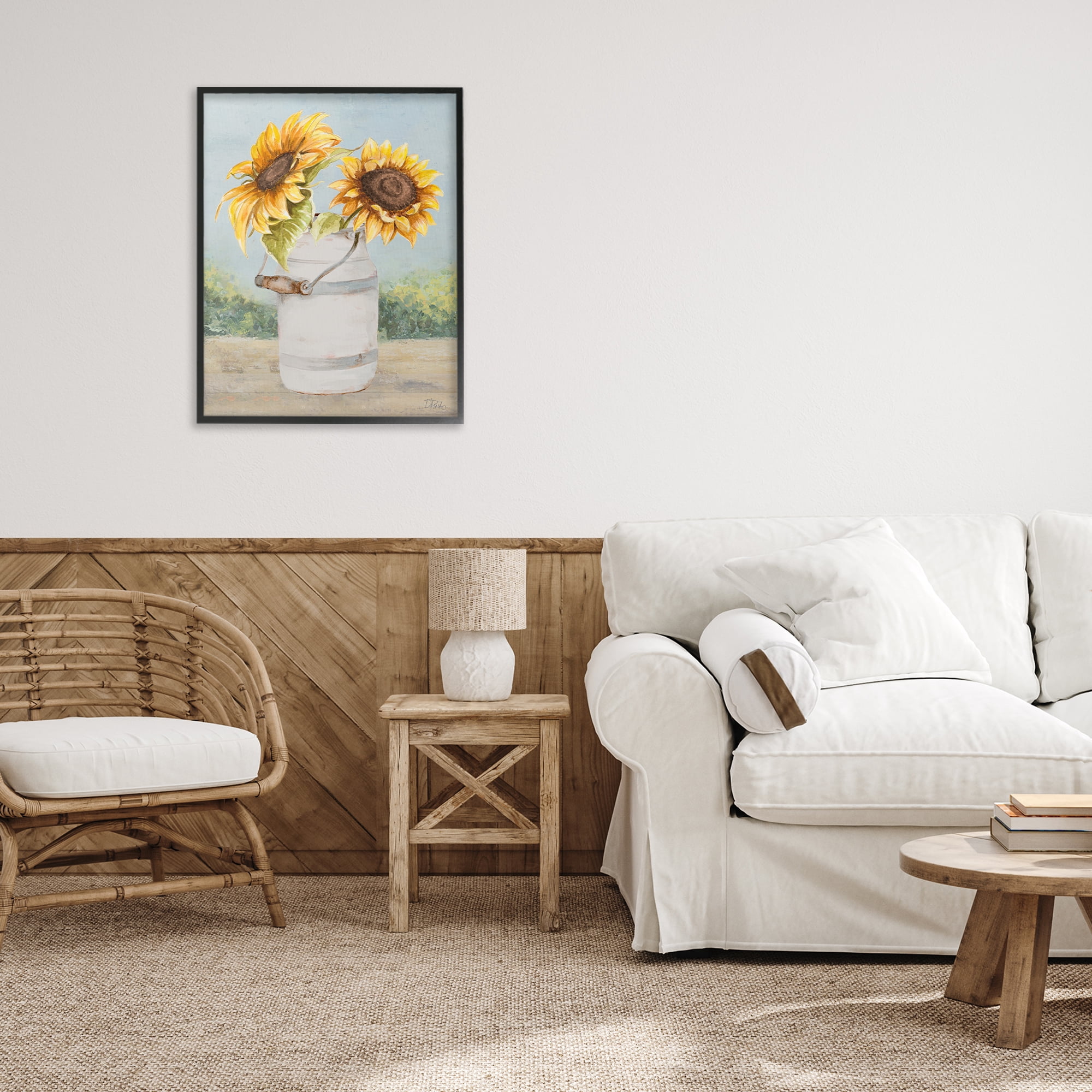 Stupell Industries Sunflower Pitcher in Country Black Framed Giclee Art, design by Patricia Pinto