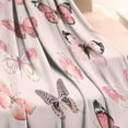 thumbnail image 3 of Pink Butterfly Pattern Blanket,Comfortable Soft Flannel Throw Blanket,All Season,Warm Lightweight Blankets for Sofa Bed Couch Living Room Chair,30"x40", 3 of 4