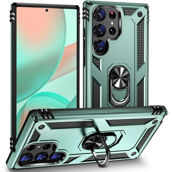 S23 Ultra Case Samsung Galaxy 23 Ultra Case,Military Grade Protection Case,Built-in 360°Rotate Ring Stand,Shockproof Rugged Case for Samsung Galaxy S23 Ultra-Teal