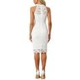 thumbnail image 6 of INSPIRE CHIC Women's Elegant Lace Halter Neck Sleeveless Bodycon Cocktail Sheath Midi Dress XS White, 6 of 6