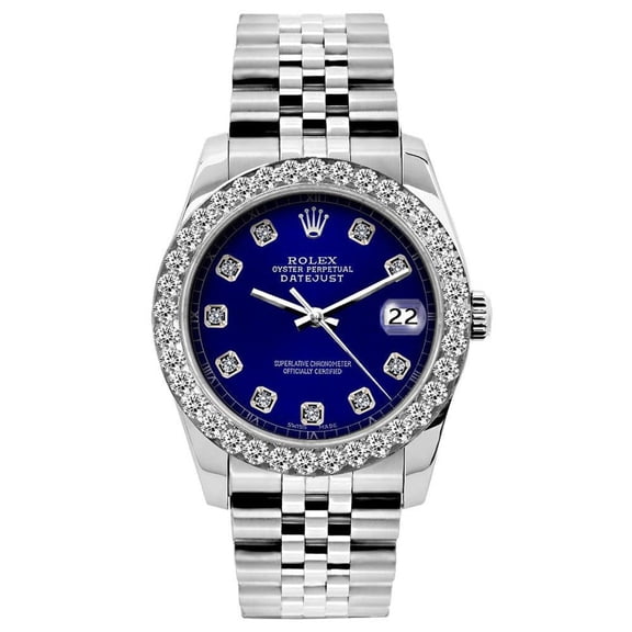 Pre-Owned Rolex Datejust 26MM 6916 Blue Diamond Dial Diamond Bezel Stainless Steel Jubilee Bracelet 1.2ct
