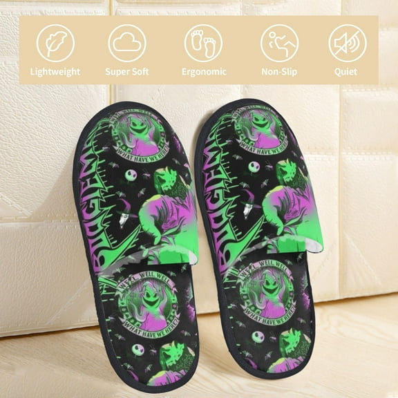 Oogie Boogie Slippers Bedroom Shoes Indoor Furry Warm Stylish Pattern Home Slippers For Women Men Medium