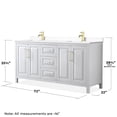 thumbnail image 5 of Wyndham Collection Daria 72" Wood Double Bathroom Vanity in White/Gold, 5 of 5