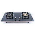 thumbnail image 3 of Kitchen Gas Cooktop Stove Top 2 Burners Tempered Glass Built-in NG Black, 3 of 13