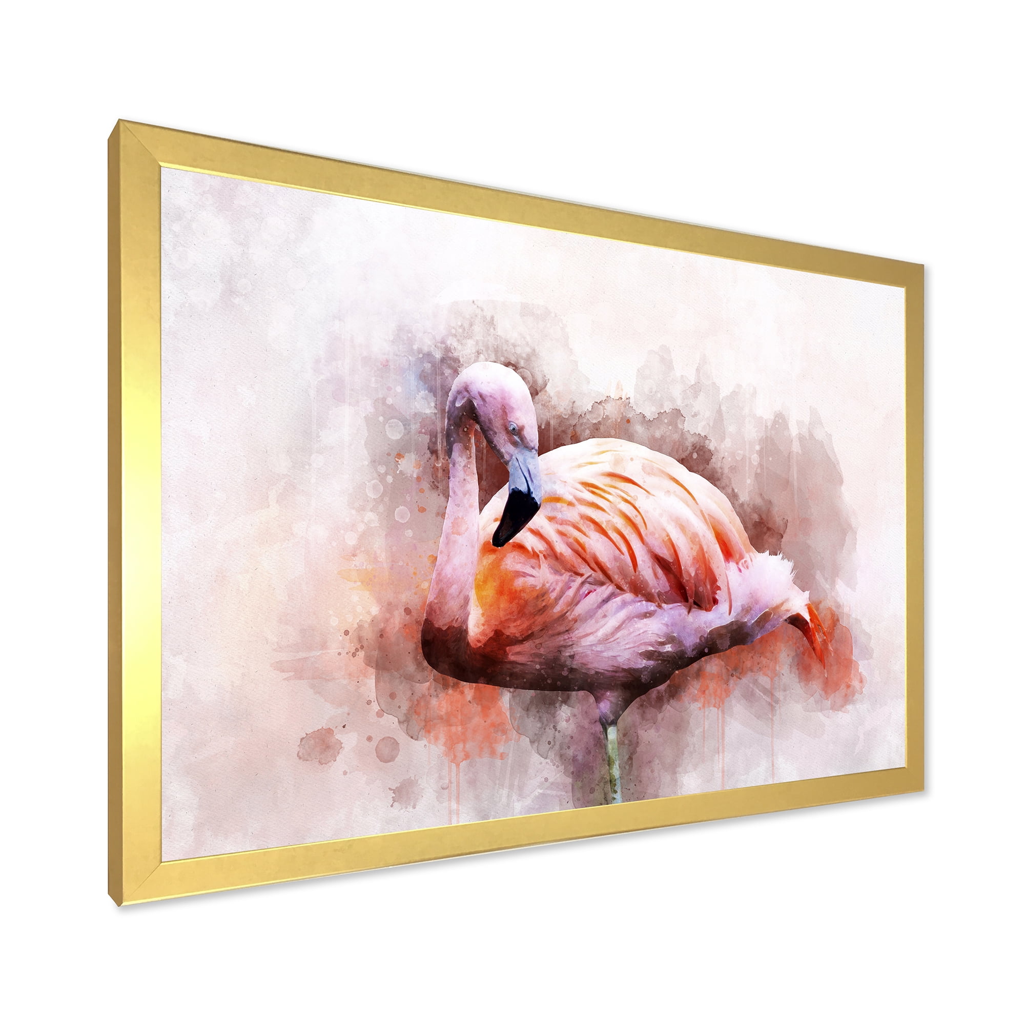 Designart 'Abstract Portrait of Pink Flamingo III' Farmhouse Framed Art Print