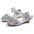 thumbnail image 3 of Lovebay Kids Baby Girls Adorable Sparkly Dress Shoes Party Low Heel Pumps Glitter Princess Mary Jane with Bowknot Silver - 6 Toddler, 3 of 13