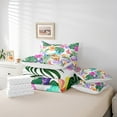 thumbnail image 4 of Rainbow Flower Bed Sheets Set,Chic Floral Bed In A Bag ,Butterfly Twin Comforter Set 7 Piece,Green Palm Leaf Bed Set,Tropical Botanical Bedding Comforter Sets,With 2 Pillowcase, 4 of 4