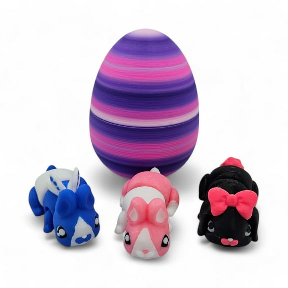 Bunny Eggs Collectible Figurines - Includes 3 Unique Articulating Bunnies - Articulating Design - Easter Eggs, Educational, Stress, Anxiety, ADHD Relief