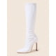 thumbnail image 5 of Pointed Toe Side Pull Beam Mid-Calf Boots Elastic Booties Fashion Outdoor, Women's Fashionable White Boots, 5 of 5
