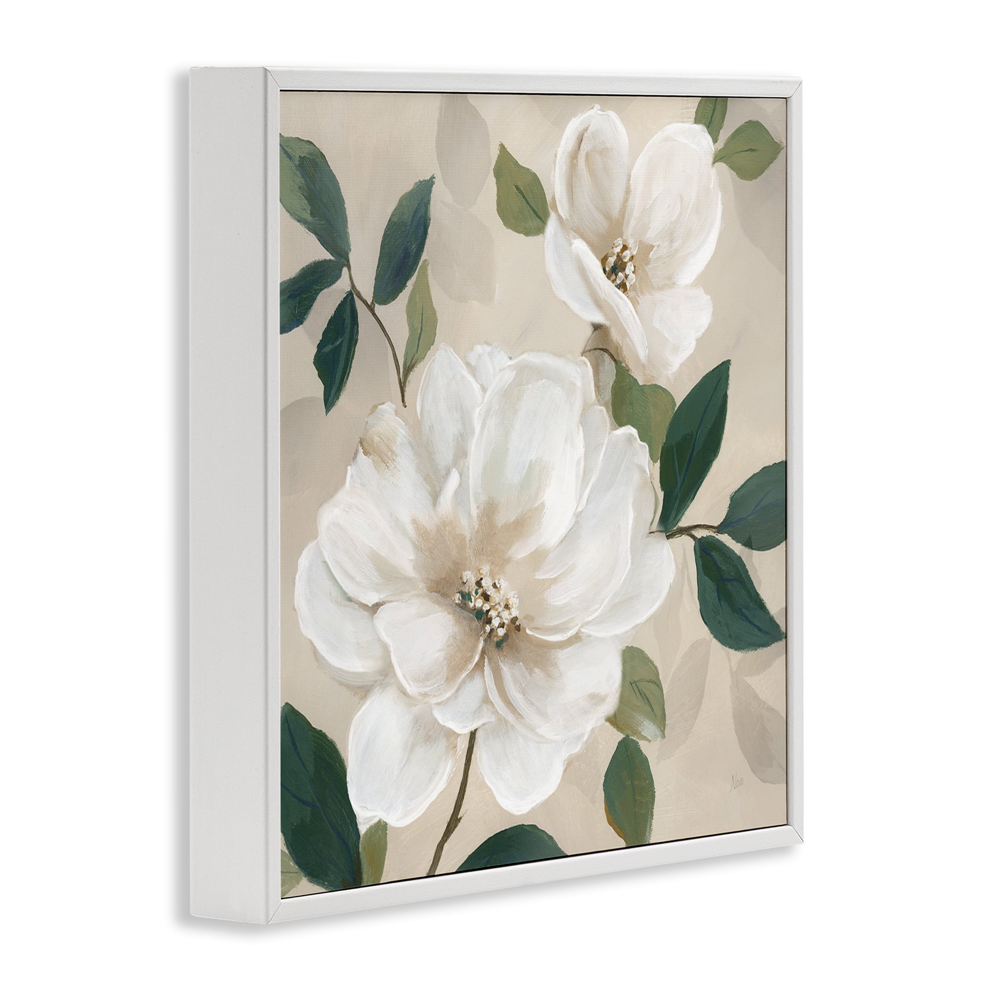 Stupell Industries Serene White Magnolia Study White Framed Giclee Art, design by Nan