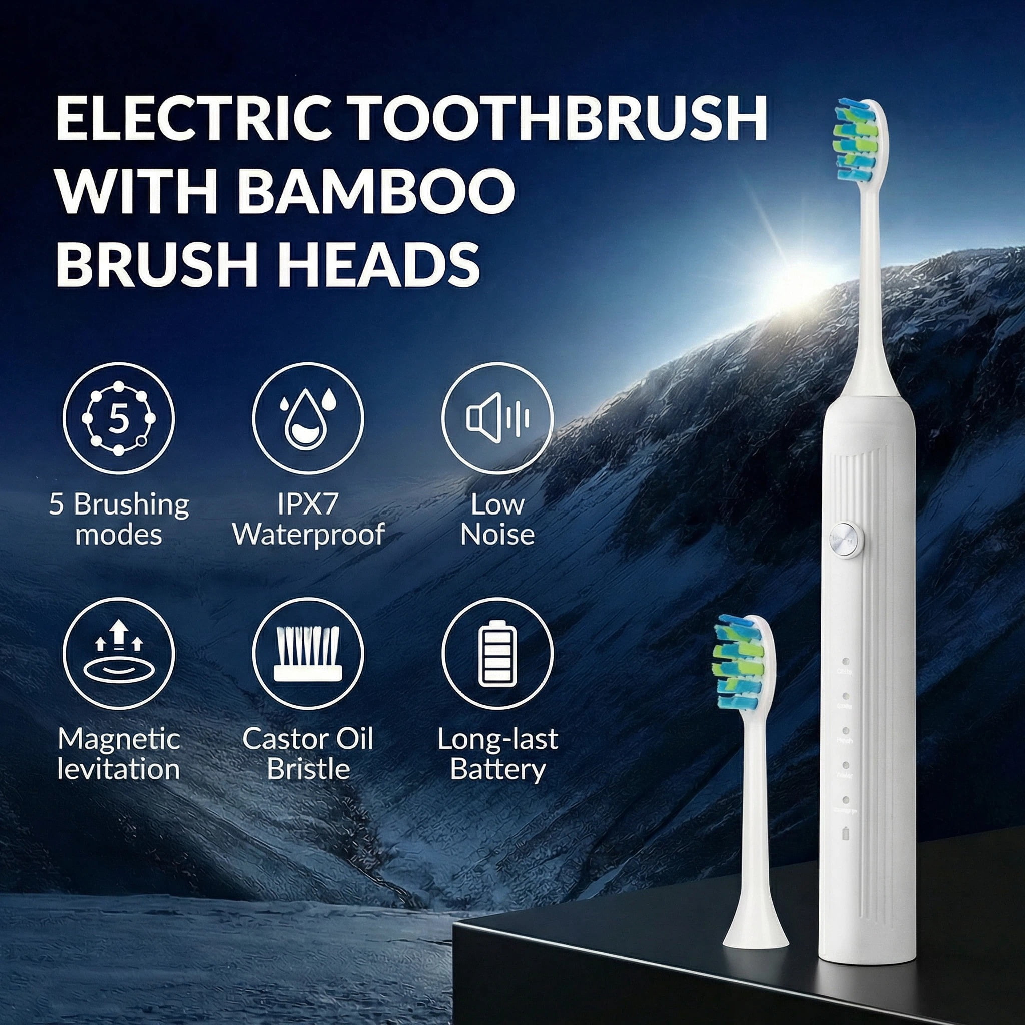 GUFICLE Roman Column Sonic Electric Toothbrush for Adults, 70-Day Battery, White