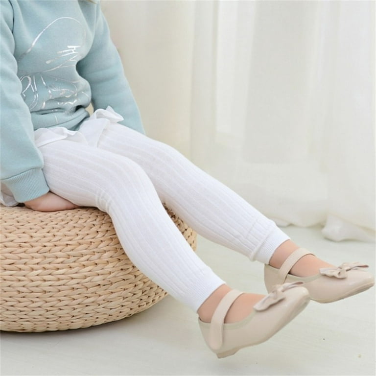 Girls Footless Tights Soft Leggings Solid Color Ribbed Knit Splicing Lace  Ruffle Pants Kids Clothes