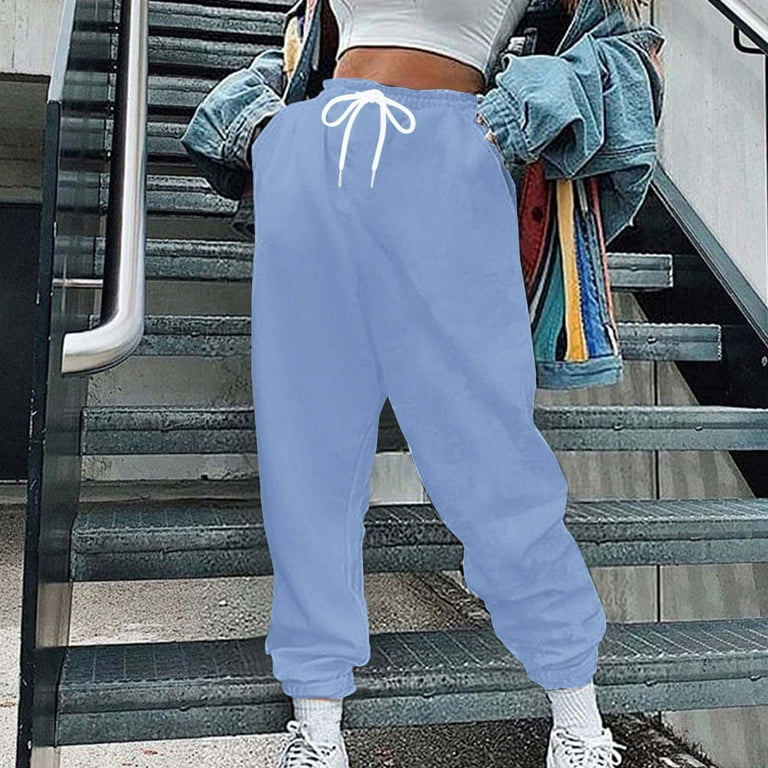 Sweatpants Women Juniors Baggy Sweatpants Active Sports Trousers Inner  Plush Thickened High Waist Pockets Loose Joggers Pants Warm Bottoms Fall  Winter