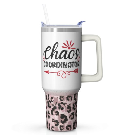 Stainless Steel Chaos Coordinator Gift: 40oz Tumbler with Handle, Insulated Coffee Cup, Funny Present for Women Boss Coworker Teacher Nurse Mom