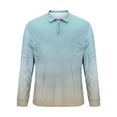 thumbnail image 5 of ZCFZJW Mens Casual Tie Dye Quarter Zip Polo Sweater Business Office Work Slim Big and Tall Regular Fit Casual Long Sleeve Stretch Lightweight Shirt Tops Light Blue XXXL, 5 of 5