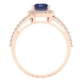 thumbnail image 4 of Clara Pucci 14K Rose Gold Solid Gold Tanzanite Solitaire with Accents Anniversary Ring for Women - 1.935 cttw Emerald Cut, 4 of 8