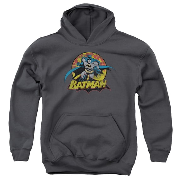 Jla - Batman Rough Distress - Youth Hooded Sweatshirt - X-Large