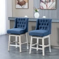 thumbnail image 2 of HOMCOM Counter Height Bar Stools Set of 2, 180 Swivel Barstools Blue, 2 of 8