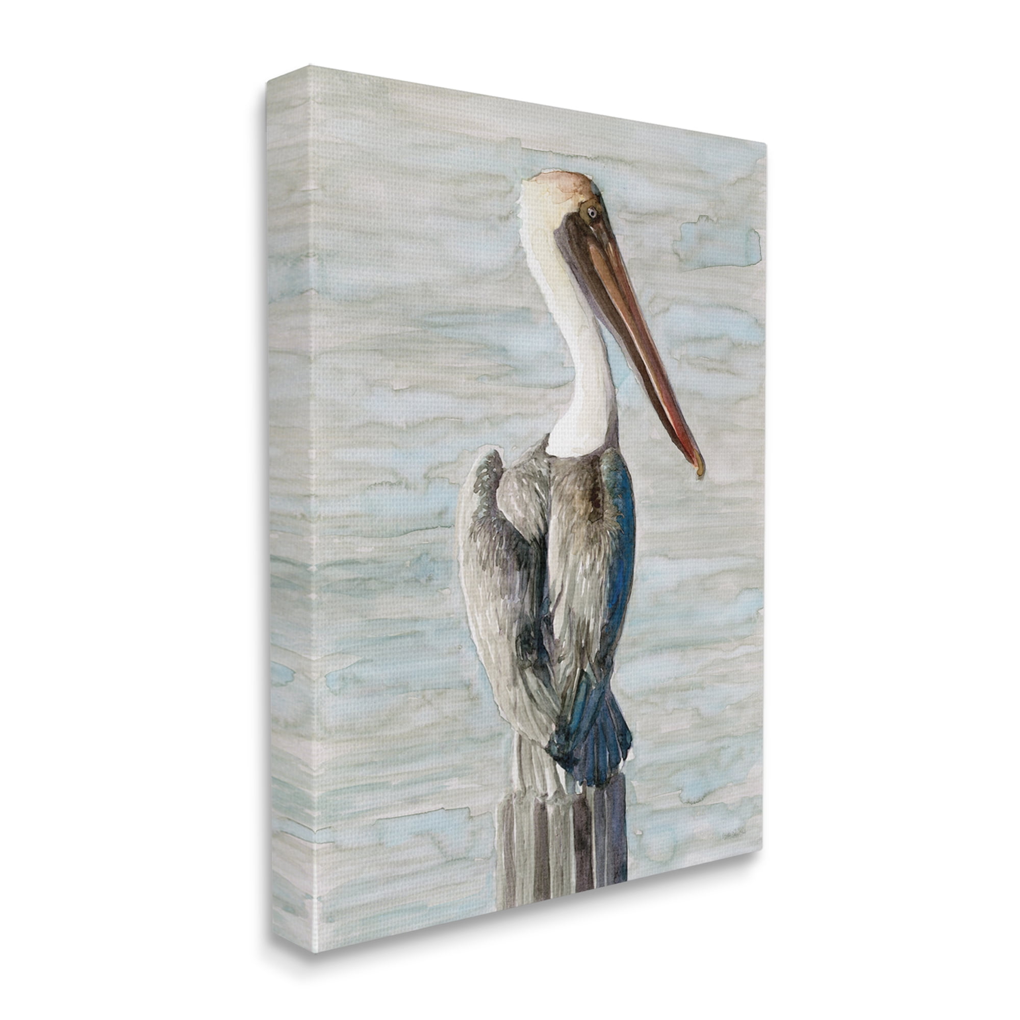 Stupell Industries Long Beak Pelican Watercolor Painting Coastal Waterfowl Bird, 16 x 20,Design by Stellar Design Studio