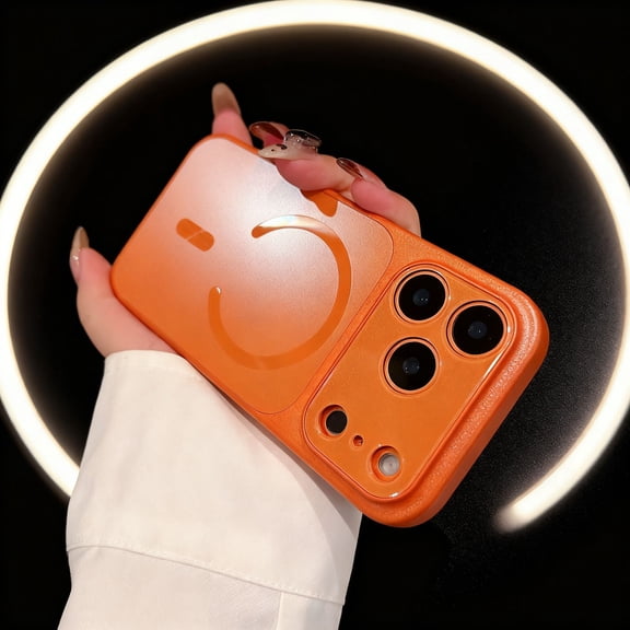 ELEHOLD For iPhone 17 Pro Max Magnetic Protective Case Camera Protection , Shockproof Rugged Magnetic Wireless Charging Matte Cover , Orange