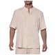 thumbnail image 5 of Camisetas Elvqul Hombre Casuales Algodón Lino de Color Sólido Manga Corta Cao Cuello Redondo Botones, 5 of 7