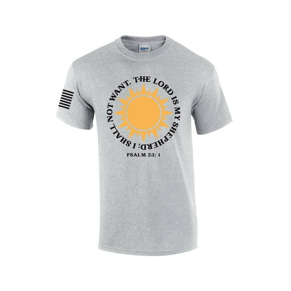 The Lord Is My Shepherd; I Shall Not Want Psalm 23:1 Mens Christian T-shirt Graphic Tee Graphic Tee-Sports Grey-large