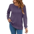 thumbnail image 3 of UVN Pleated Womens Blouses Crewneck Long Sleeve Shirts Casual Dressy Tunic Tops, 3 of 8