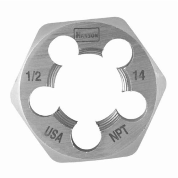 Troquel hexagonal IRWIN Hanson de acero con alto contenido de carbono SAE 1/2-14NPT, 1 unidad