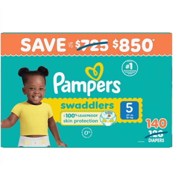 Pampers Swaddlers Active Baby Daytime Diapers Size 5, 140 Count