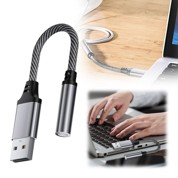 Universal USB to 35mm Audio Adapter External Digital Stereo Sound Card for Headphones and Auxiliary Devices