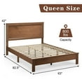 thumbnail image 3 of Gymax Walnut Queen Size Bed Frame Platform Slat High Headboard Bedroom Rubber Wood Leg, 3 of 6
