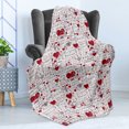 thumbnail image 4 of Vintage Valentine Soft Flannel Fleece Blanket, I Love You in Several Languages with Paint Drops and Hearts, Cozy Plush for Indoor and Outdoor Use, 60" x 80", Vermilion Plum Off White, by Ambesonne, 4 of 5
