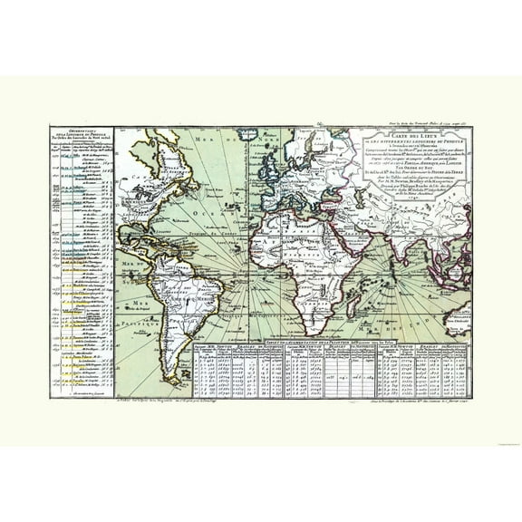 Historic Map - World - 1740 - 32.37 x 23 - Vintage Wall Art