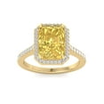 thumbnail image 4 of Ronaldo - Radiant Cut Canary Yellow Moissanite Lab- Diamond Engagement Ring With Pave Band and Halo, 4 of 5