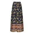 thumbnail image 4 of Arlun 2026 Women's Boho Floral Skirts Casual Drawstring Elastic High Waist Soft Comfy Maxi Skirts Lightweight Flowy a Line Beach Long Skirt with Side Pockets 7-Black L, 4 of 5