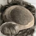 thumbnail image 2 of Replacement for Men Thin Skin Toupee Mono Lace Top Mens Hair Pieces Replacement System #3 Mixed 60%Grey Human Hair Toupee, 2 of 5