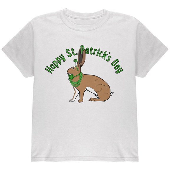 St. Patrick's Day Irish Hare Rabbit Pun Youth T Shirt White YXL