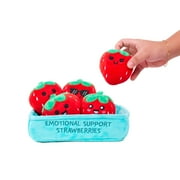 Emotional Support Pals Strawberries, 5 Strawberry Plush Toys with Carrying Basket, Cute Food Plush Gift Set