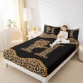 thumbnail image 3 of Erosebridal Cheetah Pattern Cute Bowknot Queen Sheet Sets,Leopard Print Personalized Initial Letter H Bed Set For Kids 4 Pieces, 3 of 6