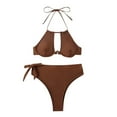 thumbnail image 1 of YDLCAFD independence Day Women Solid Color High Waisted Swimsuit With Underwire And Pads Hollow Sexy Bikini Set, 1 of 6