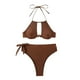 thumbnail image 1 of Gibobby Conjunto de Traje de Baño para Mujer Traje de baño de talle de color sólido para mujer con y almohadillas para el pecho Conjunto de bikini sexy h(Café,G), 1 of 5