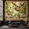 thumbnail image 6 of Sloth Hanging on Mossy Branch with Waterfall in Tropical Forest, Dreamy Fantasy for Wildlife Lovers, Botanical Wall Art Decor, Housewarming Gift, Tapestry Wall Hanging for Living Room and Bedroom, 6 of 7